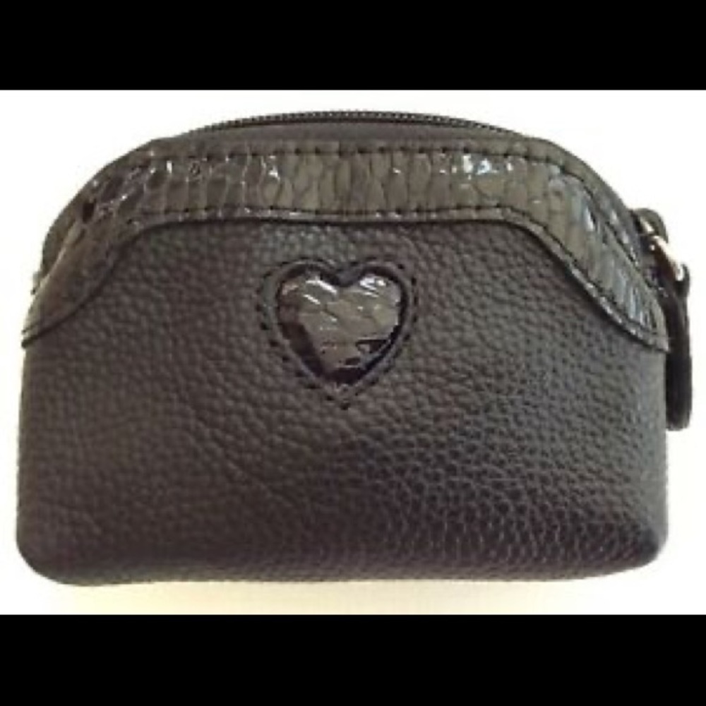 Brighton Black Brown Leather Heart Coin Purse